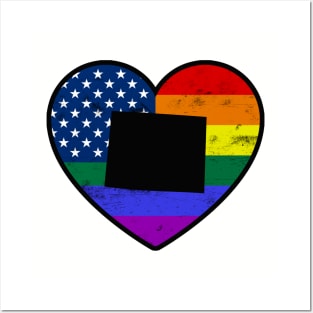 Wyoming United States Gay Pride Flag Heart Posters and Art